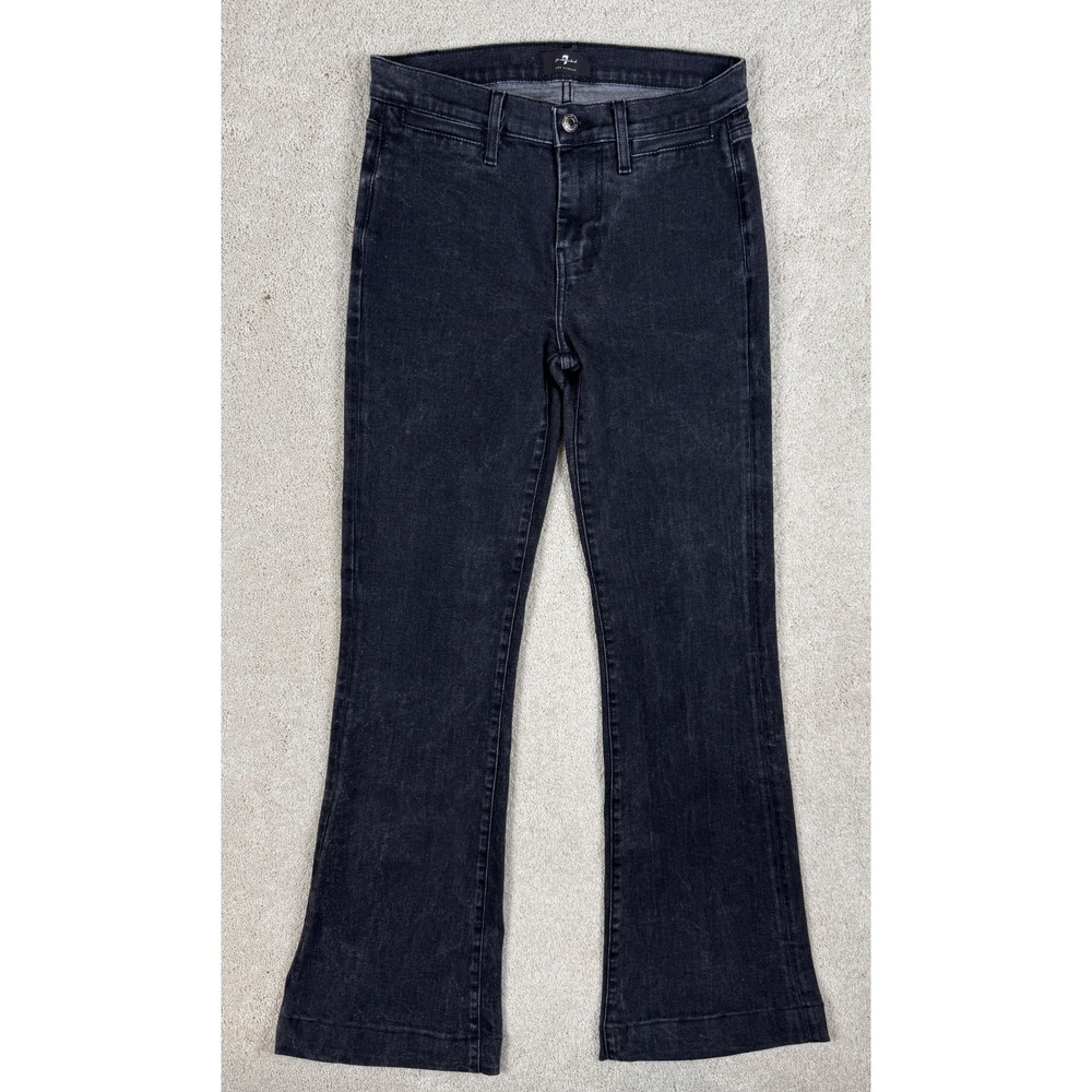 7 FOR ALL MANKIND Women's DOJO Flare Jeans 26 Kings Black Wash Welt Pocket #1480